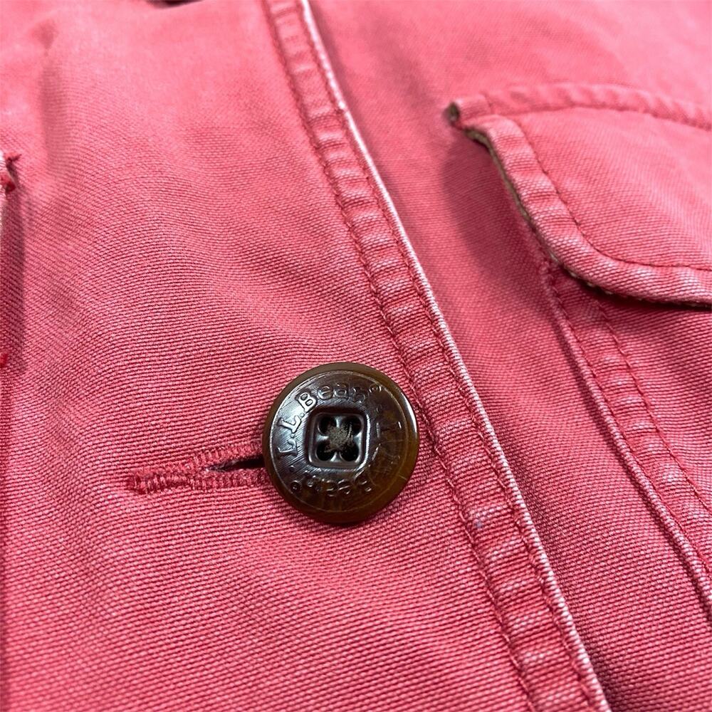 LL Bean Chore Barn Canvas Coat Utility Jacket Red Womens MED Flannel Lined - Picture 4 of 13